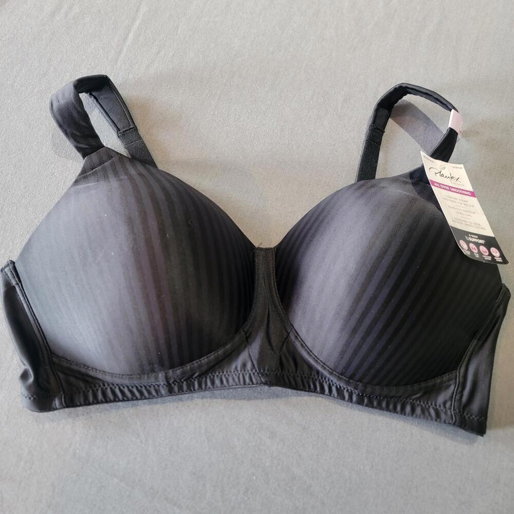 Playtex Secrets Smoothing Bra 36D Black Style 4707 NWT 4-Way Support N.W.T
